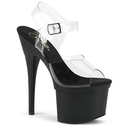 Pleaser Womens Sandals ESTEEM-708 Clr/Blk Matte