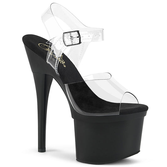 Pleaser Womens Sandals ESTEEM-708 Clr/Blk Matte