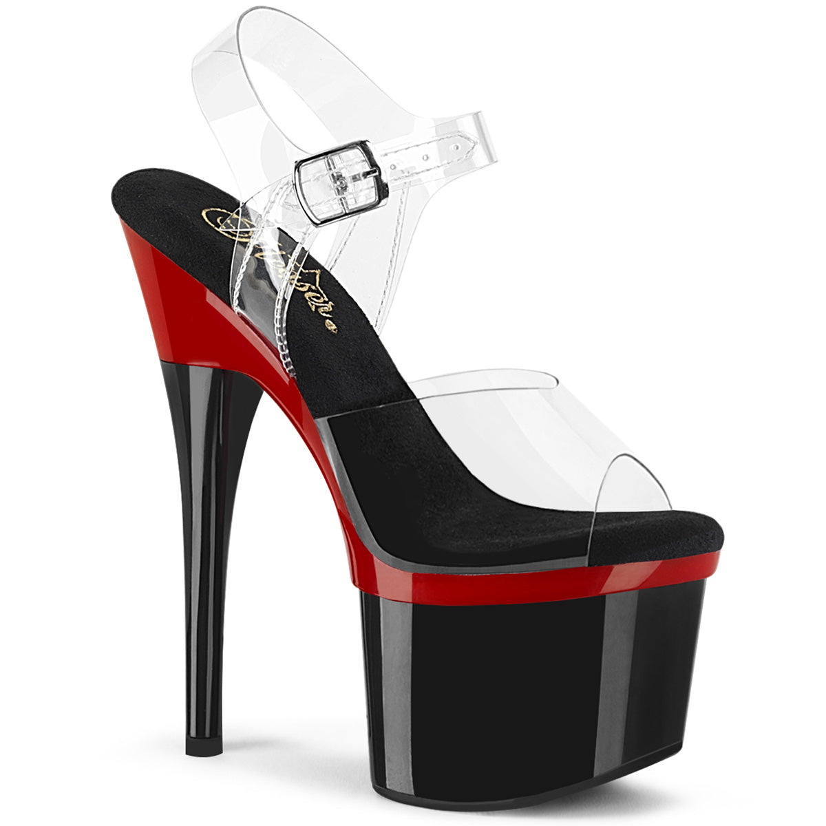 Pleaser Womens Sandals ESTEEM-708 Clr/Red-Blk