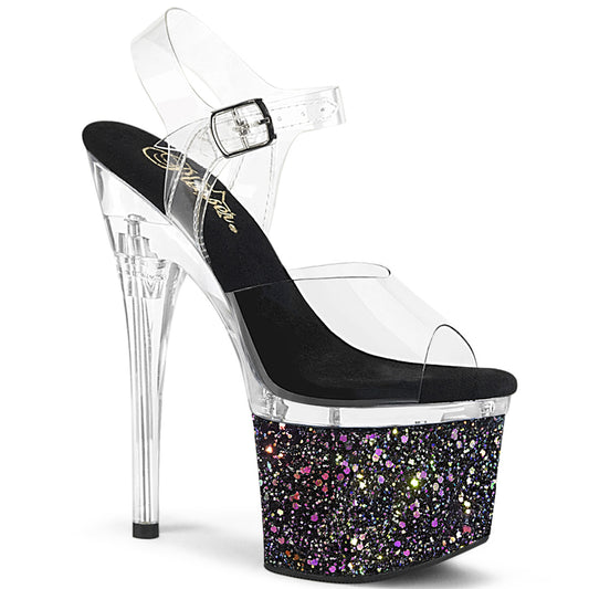 Pleaser  Sandalen ESTEEM-708LG CLR/CLR-Blk Multi Glitter