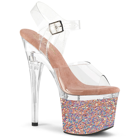 Pleaser  Sandalen ESTEEM-708LG CLR/CLR-Rose Gold Glitter