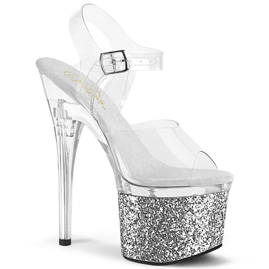 Pleaser  Sandalen ESTEEM-708LG CLR/CLR-SLV-Glitzer