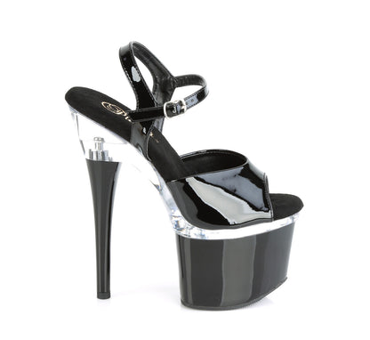 Pleaser Damen Sandalen ESTEEM-709 BLK Pat / CLR-BLK
