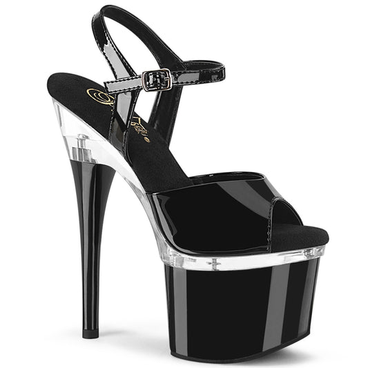 Pleaser Damen Sandalen ESTEEM-709 BLK Pat / CLR-BLK