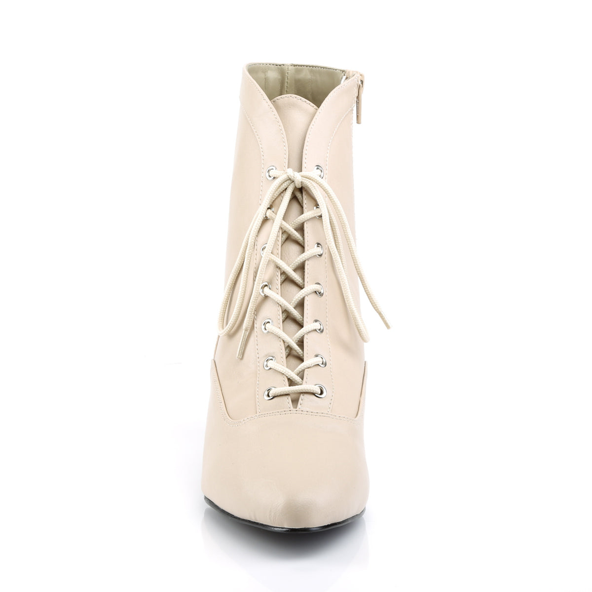 Pleaser Pink Label Womens Ankle Boots FAB-1005 Cream Faux Leather