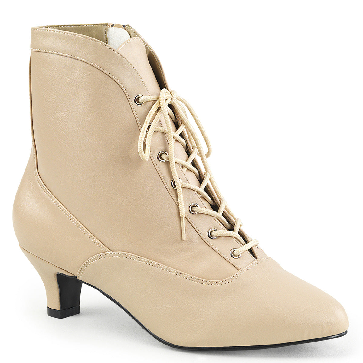 Pleaser Pink Label Womens Ankle Boots FAB-1005 Cream Faux Leather
