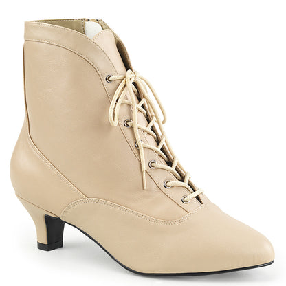 Pleaser Pink Label Womens Ankle Boots FAB-1005 Cream Faux Leather