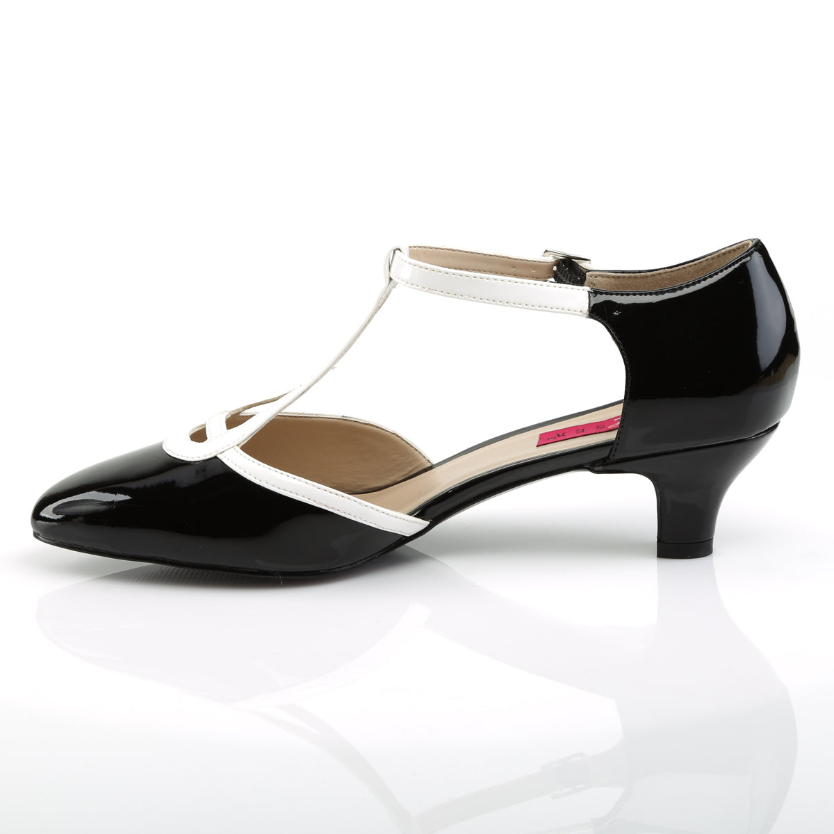 Pleaser Pink Label Frauenpumpen FAB-428 BLK-WHT PAT / WHT