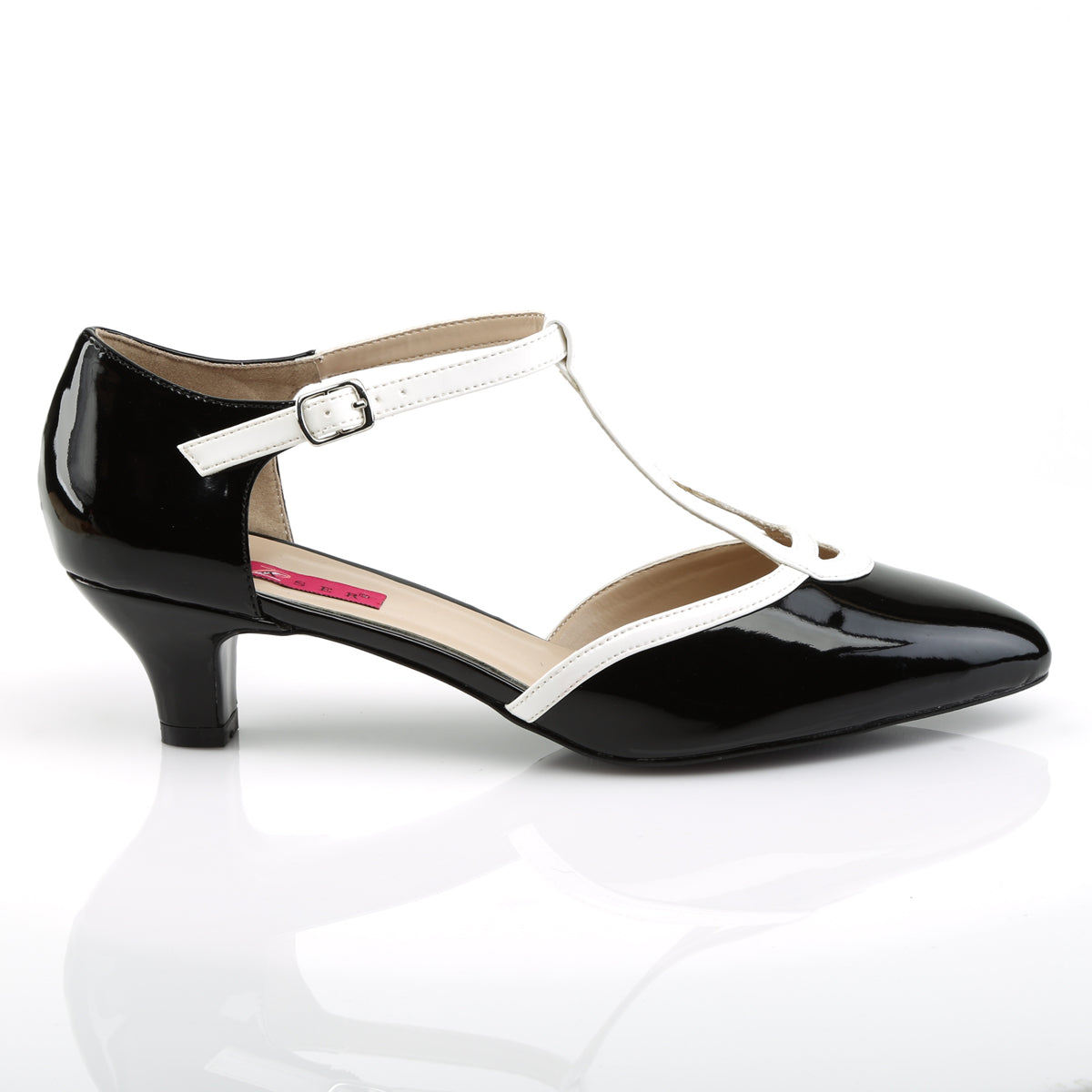 Pleaser Pink Label Frauenpumpen FAB-428 BLK-WHT PAT / WHT