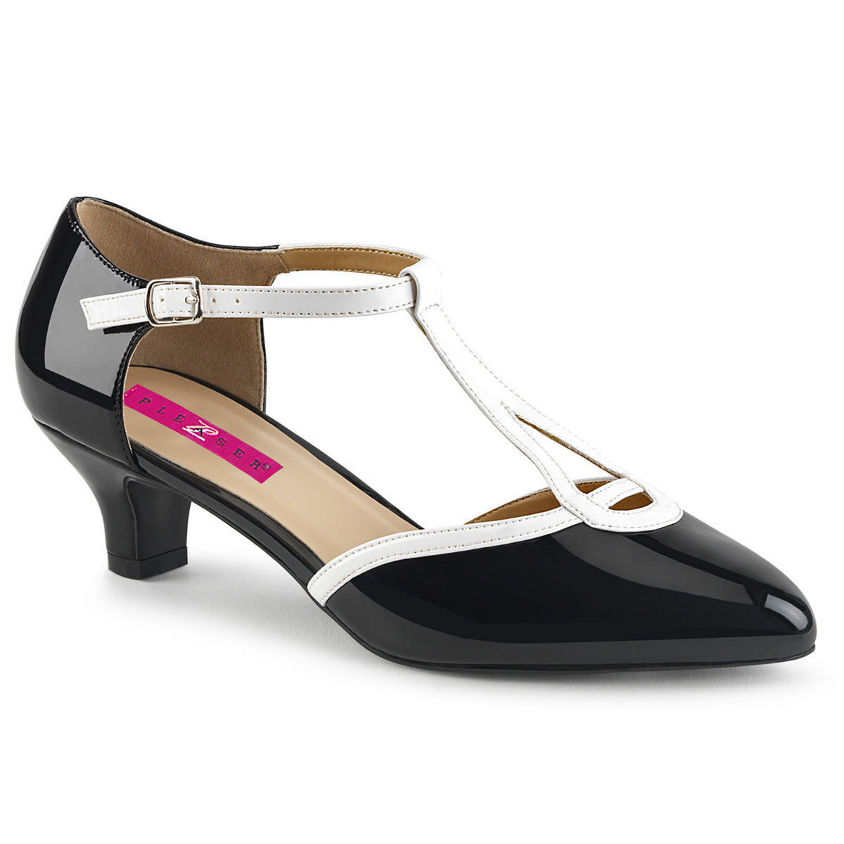 Pleaser Pink Label Frauenpumpen FAB-428 BLK-WHT PAT / WHT