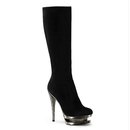 Pleaser Tag & Nacht Faszinat-2010 Blk Wildleder/Zinn Chrom