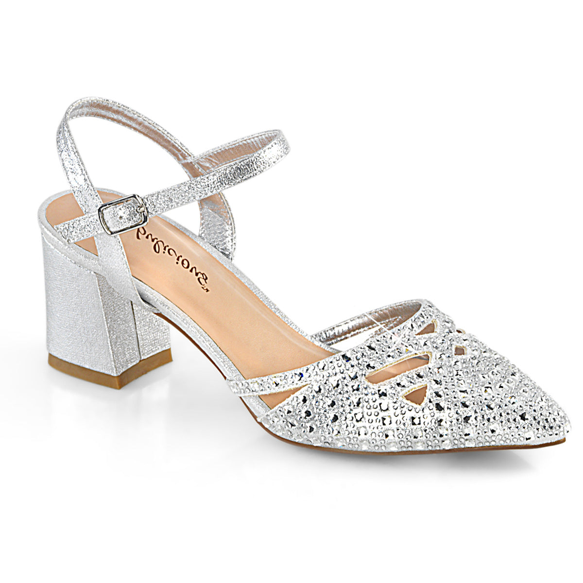 Fabulicious Frauenpumpen FAYE-06 SLV schimmernder Stoff
