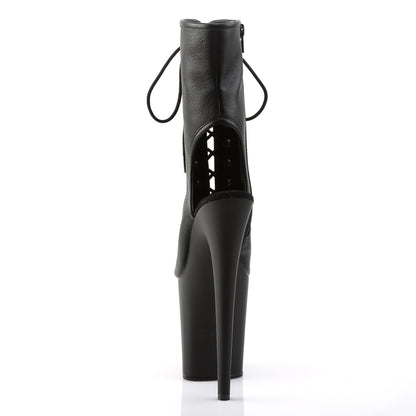 Pleaser Womens Ankle Boots FLAMINGO-1016 Blk Faux Leather/Blk Matte