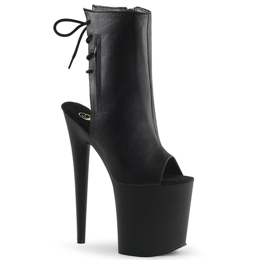 Pleaser Womens Ankle Boots FLAMINGO-1018 Blk Faux Leather/Blk Matte