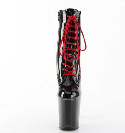 Pleaser Women's Platform Shoes FLAMINGO-1020 Blk Pat/Blk-Red