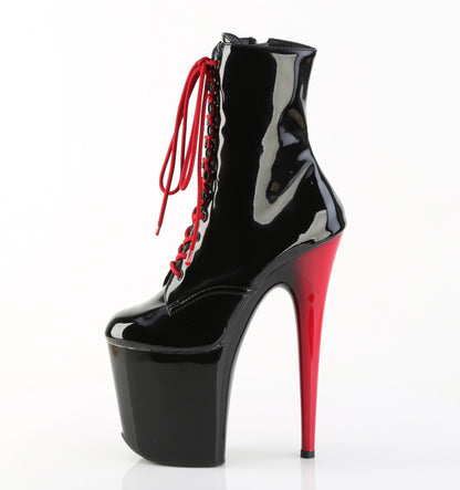 Pleaser Women's Platform Shoes FLAMINGO-1020 Blk Pat/Blk-Red