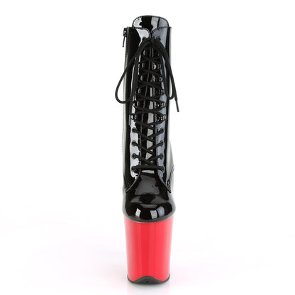 Pleaser Womens Ankle Boots FLAMINGO-1020 Blk Pat/Red