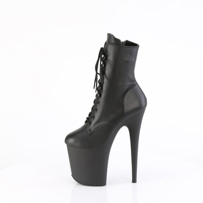 Pleaser Women's Platform Shoes FLAMINGO-1020 Blk Leather/Blk Matte