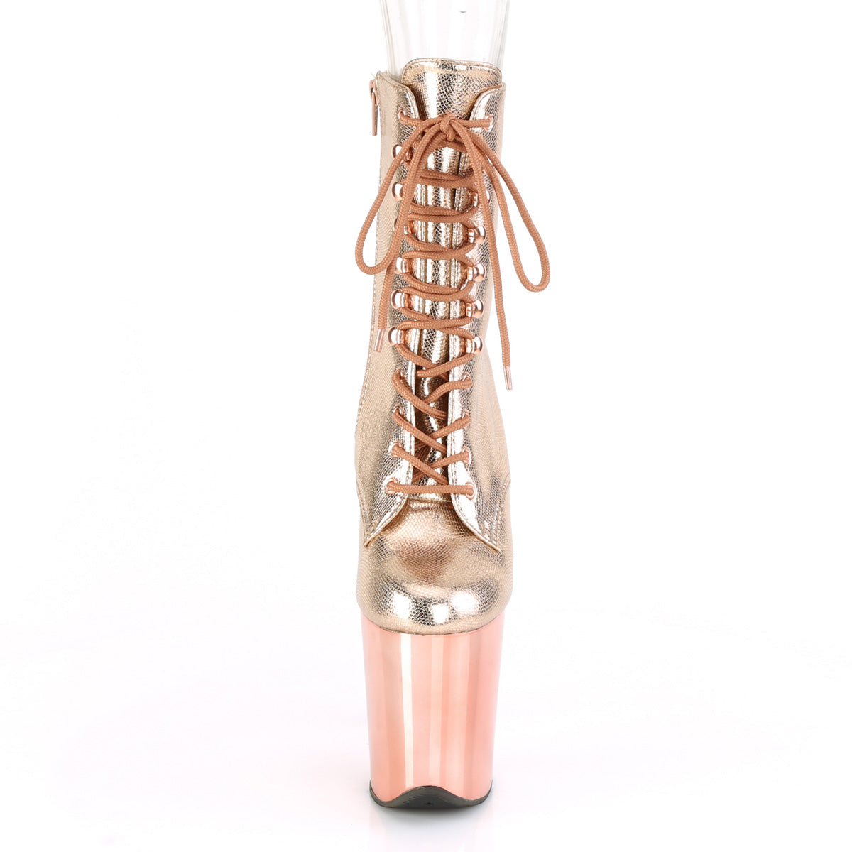 Pleaser Damen Knöchelstiefel FLAMINGO-1020 Roségold strukturiert metallisch / rosafarbene Gold Chrome