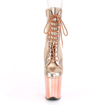 Pleaser Damen Knöchelstiefel FLAMINGO-1020 Roségold strukturiert metallisch / rosafarbene Gold Chrome