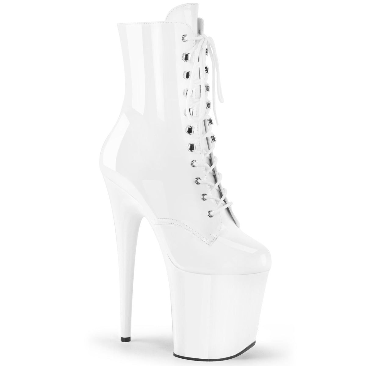 Pleaser Womens Ankle Boots FLAMINGO-1020 Wht Pat/Wht