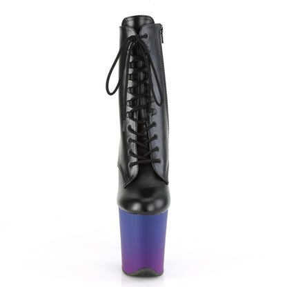 Pleaser Damen Knöchelstiefel FLAMINGO-1020BP BLK Faux Leder / Blau-Purple Ombre