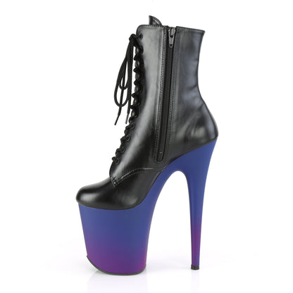 Pleaser Damen Knöchelstiefel FLAMINGO-1020BP BLK Faux Leder / Blau-Purple Ombre