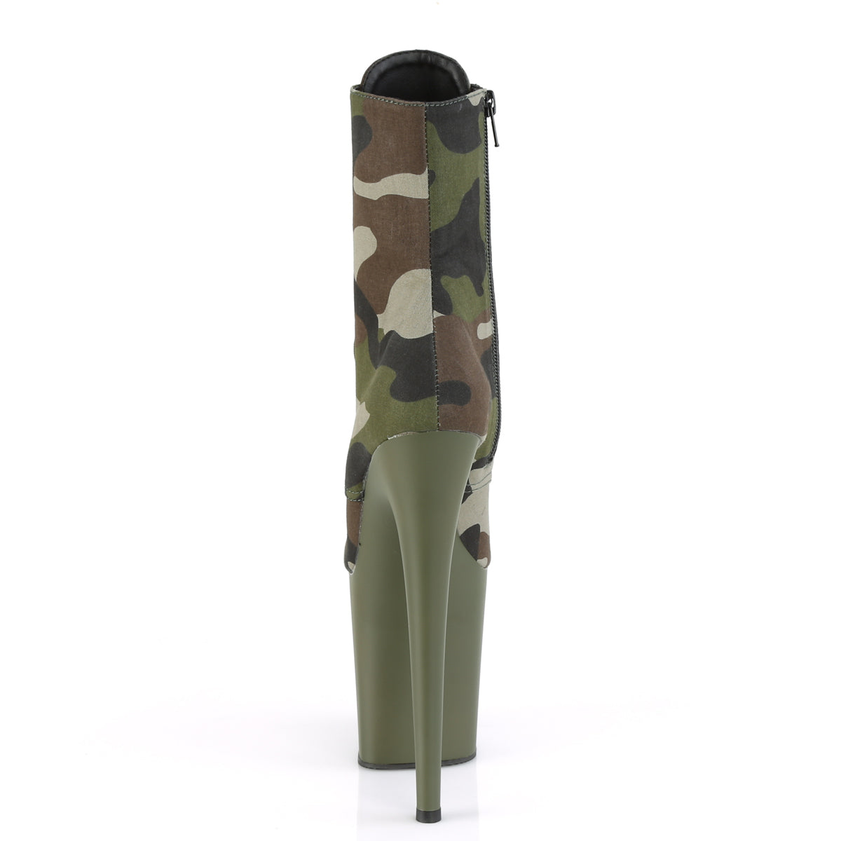 Pleaser Womens Ankle Boots FLAMINGO-1020CAMO Green Camo Fabric/Dark Olive Matte