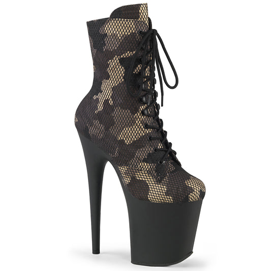 Pleaser   FLAMINGO-1020 cm Green Camo-Mesh/Blk Matte