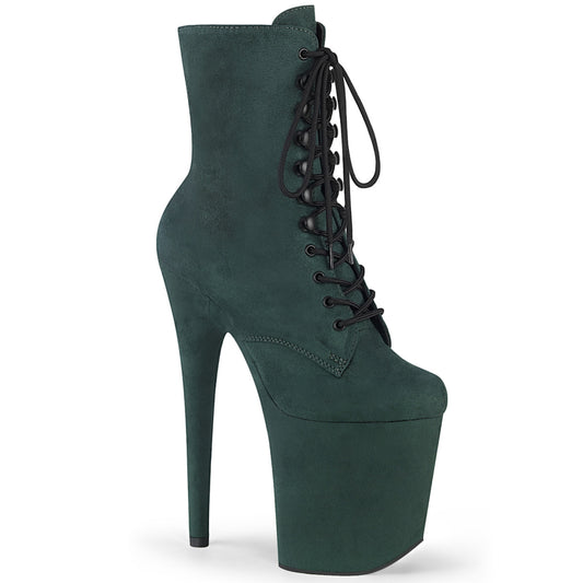 Pleaser Womens Ankle Boots FLAMINGO-1020FS Emerald Green F. Suede/Emerald Green F.Suede