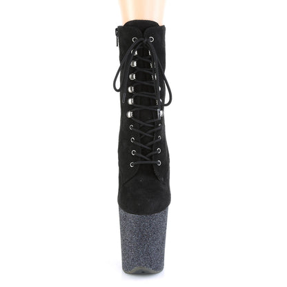 Pleaser Damen Knöchelstiefel FLAMINGO-1020FSMG BLK Faux Wildleder / BLK Multi Mini Glitter