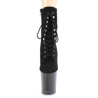Pleaser Womens Ankle Boots FLAMINGO-1020FST Blk Faux Suede/Frosted Blk