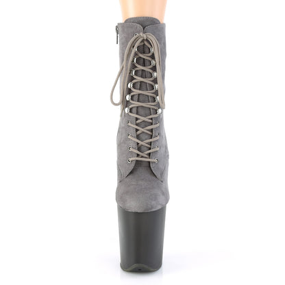 Pleaser Womens Ankle Boots FLAMINGO-1020FST Grey Faux Suede/Frosted Grey