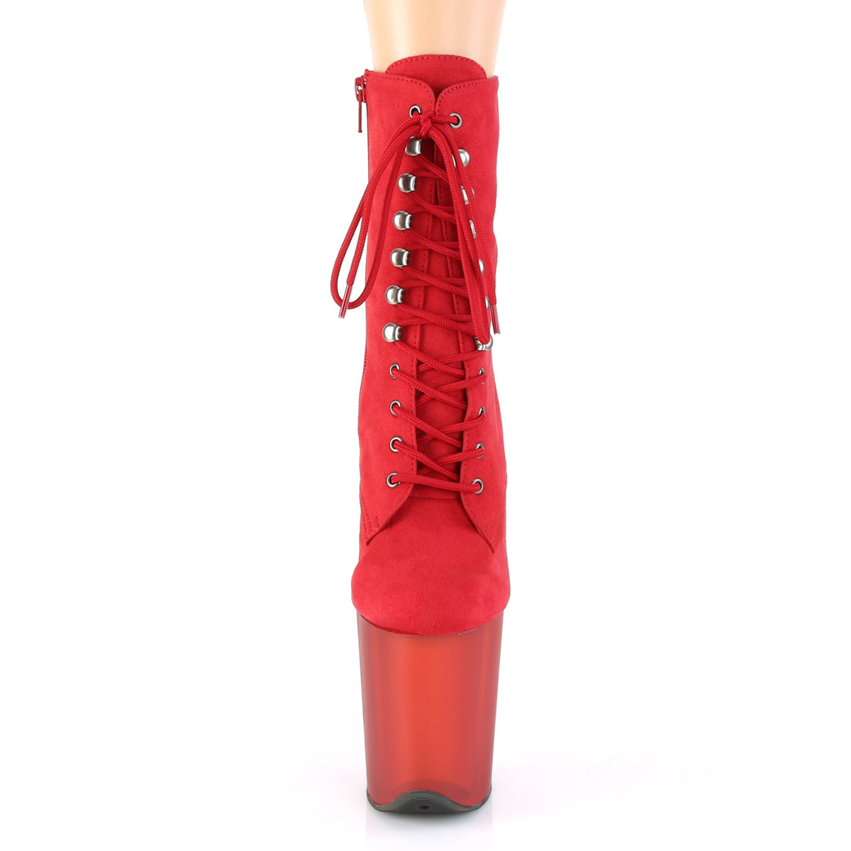 Pleaser Womens Ankle Boots FLAMINGO-1020FST Red Faux Suede/Frosted Red