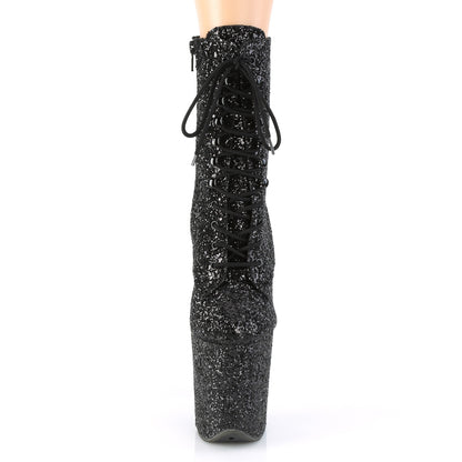Pleaser Womens Ankle Boots FLAMINGO-1020GWR Blk Glitter/Blk Glitter