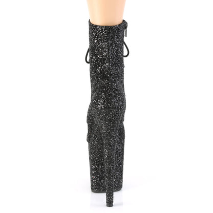 Pleaser Womens Ankle Boots FLAMINGO-1020GWR Blk Glitter/Blk Glitter
