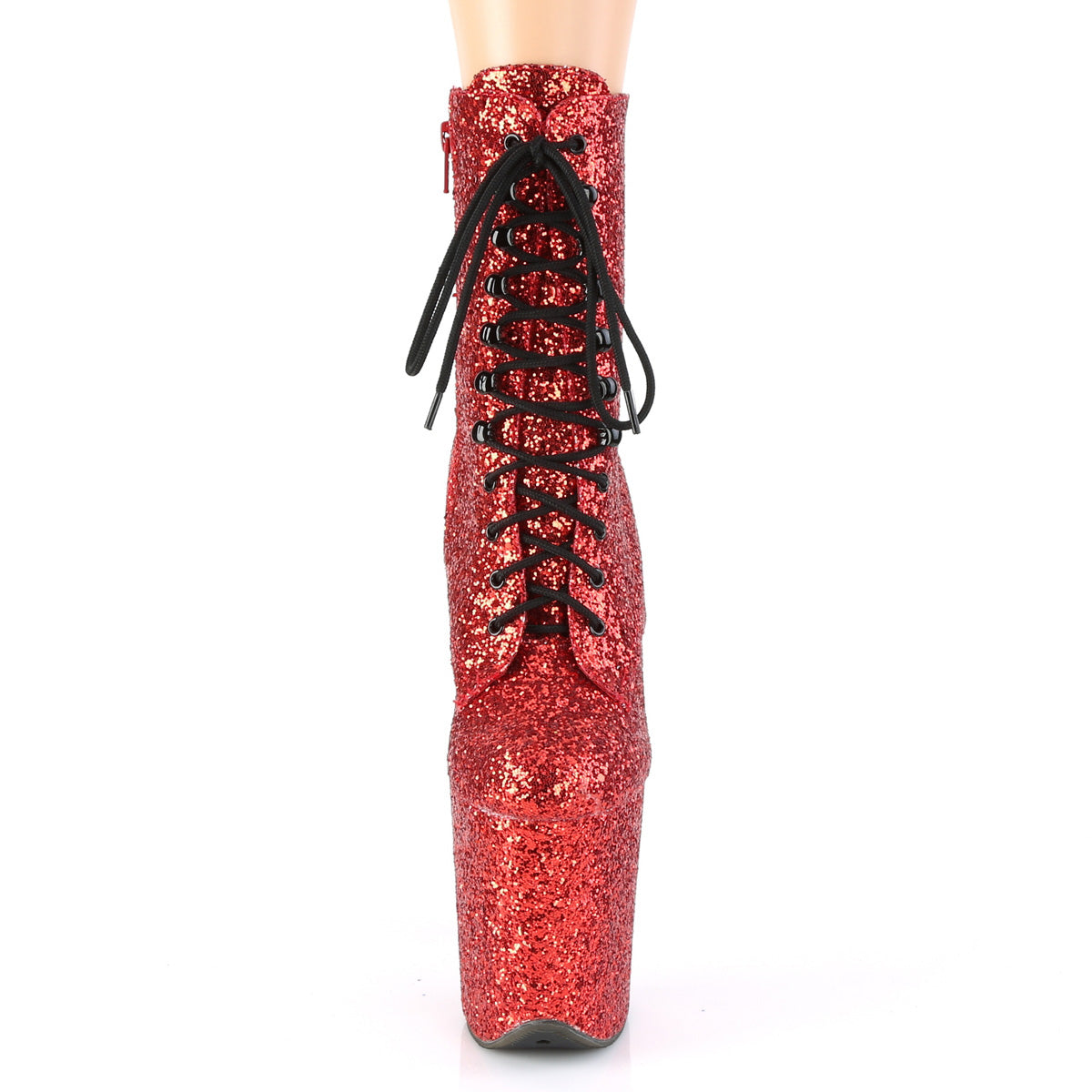 Pleaser Womens Ankle Boots FLAMINGO-1020GWR Red Glitter/Red Glitter