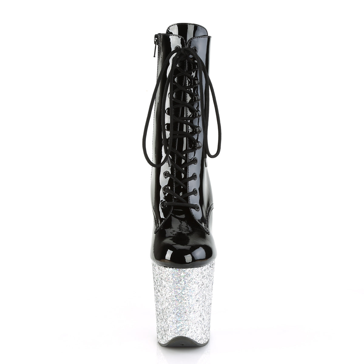 Pleaser Damen Knöchelstiefel FLAMINGO-1020LG BLK / SLV Multi Glitter
