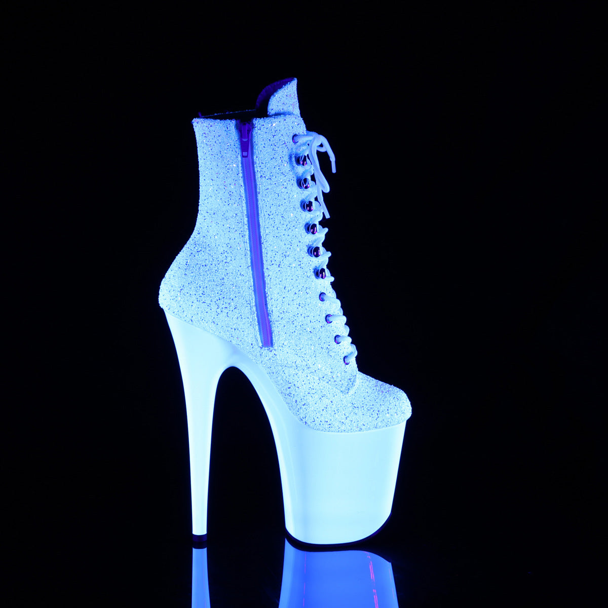 Pleaser   FLAMINGO-1020LG Neon WHT Multi Glitter/Neon WHT