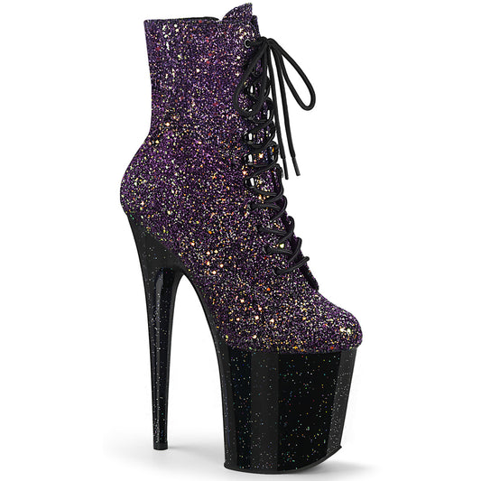 Pleaser Damen Knöchelstiefel FLAMINGO-10208ombg lila Multi Glitter / BLK