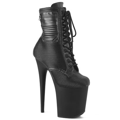 Pleaser Damen  FLAMINGO-1020pk BLK gesteppt Faux Leder/BLK Matte