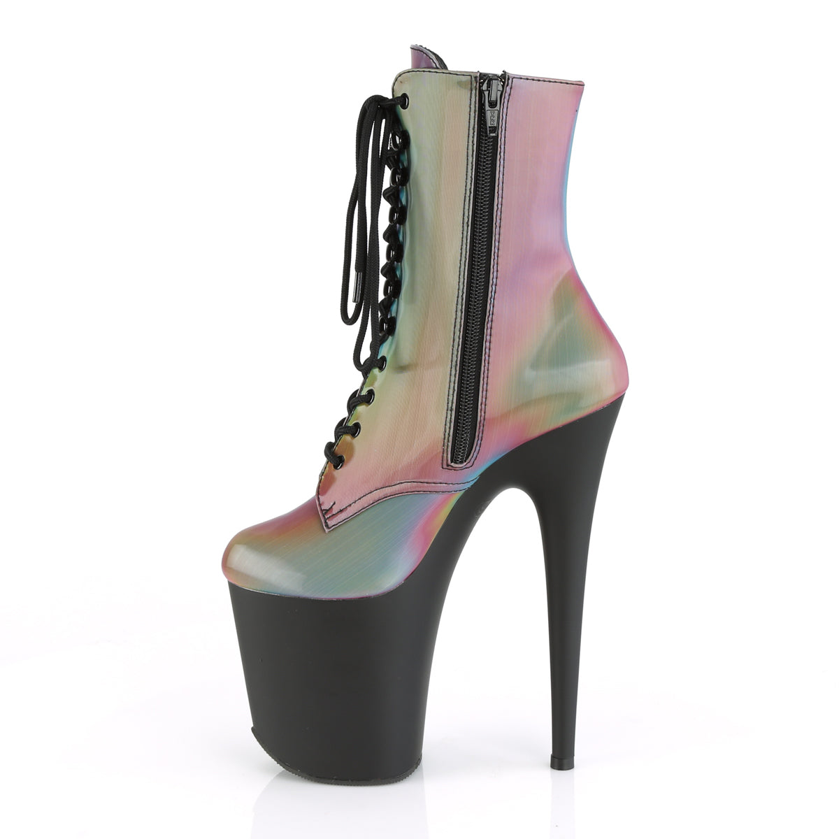Pleaser Damen Knöchelstiefel FLAMINGO-1020Refl. Rainbow Reflektierend / blk matt