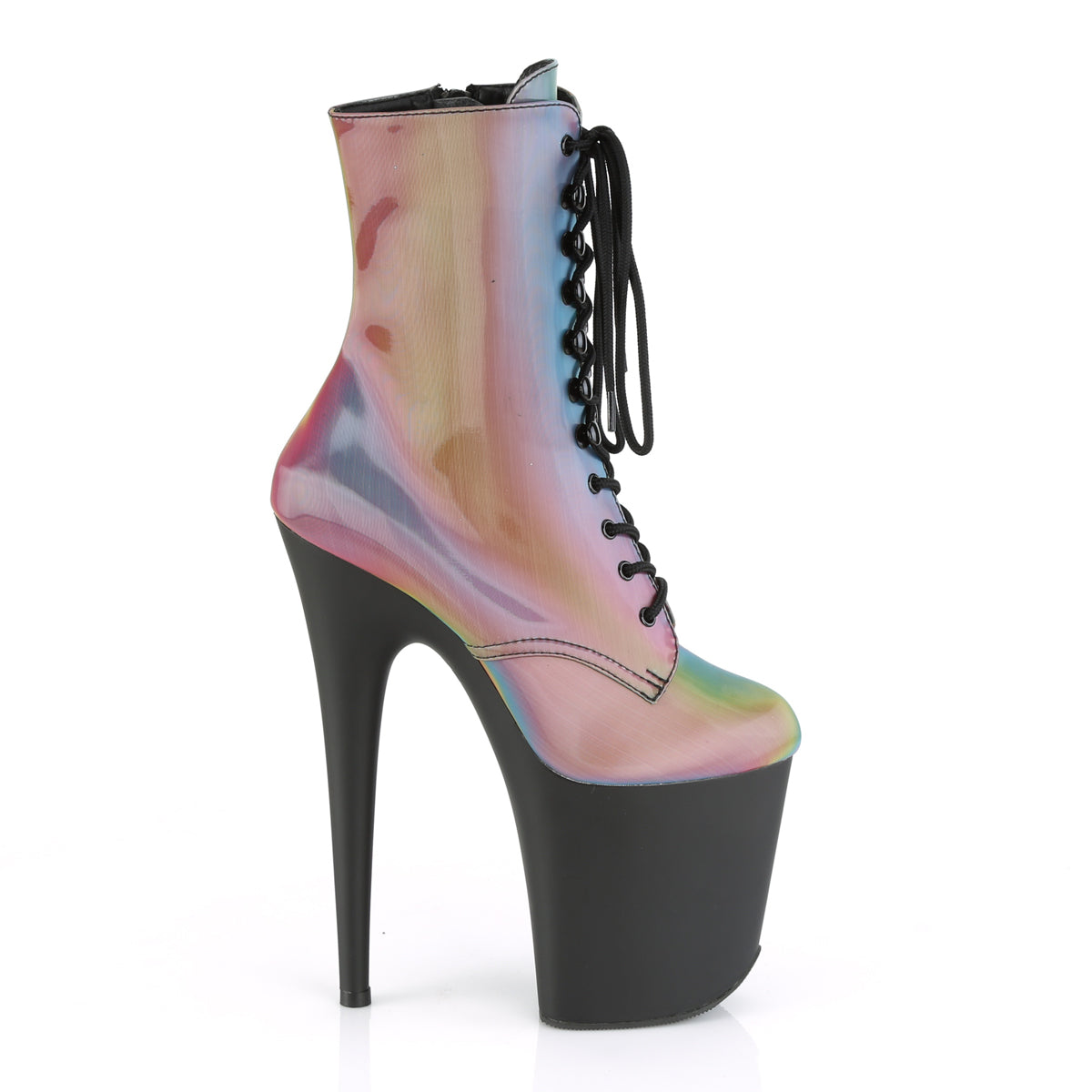 Pleaser Damen Knöchelstiefel FLAMINGO-1020Refl. Rainbow Reflektierend / blk matt