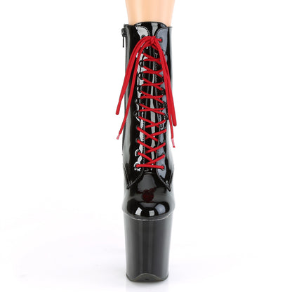 Pleaser Damen Knöchelstiefel FLAMINGO-1020RH BLK Pat / BLK-rot