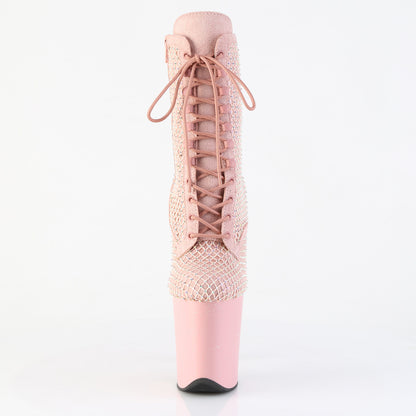 Pleaser Women's Platform Shoes FLAMINGO-1020RM Salmon Pink Faux Suede-RS Mesh/B. Pink M