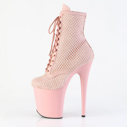 Pleaser Women's Platform Shoes FLAMINGO-1020RM Salmon Pink Faux Suede-RS Mesh/B. Pink M