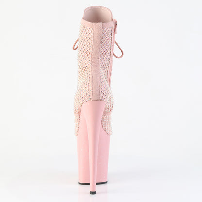 Pleaser Women's Platform Shoes FLAMINGO-1020RM Salmon Pink Faux Suede-RS Mesh/B. Pink M