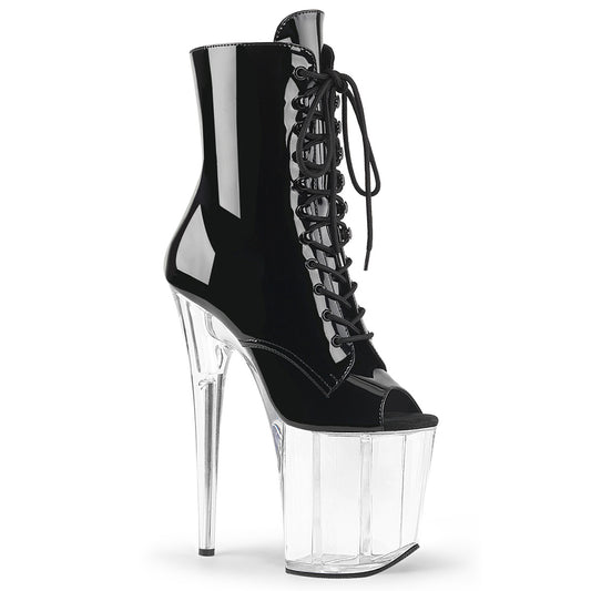 Pleaser Damen Knöchelstiefel FLAMINGO-1021 BLK Pat / CLR