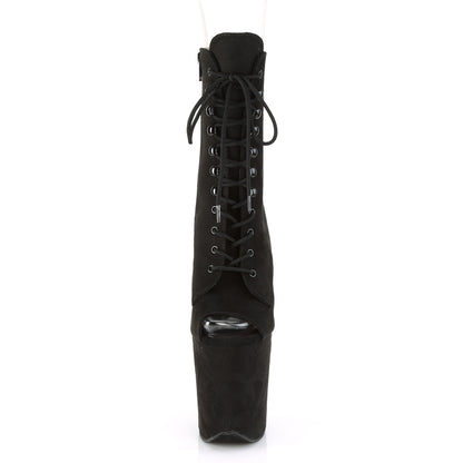 Pleaser Damen Knöchelstiefel FLAMINGO-1021fs BLK Faux Wildleder / BLK Faux Wildleder