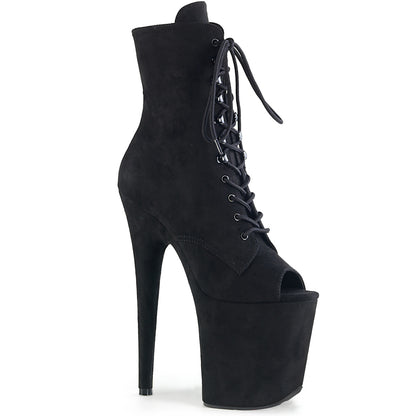 Pleaser Damen Knöchelstiefel FLAMINGO-1021fs BLK Faux Wildleder / BLK Faux Wildleder